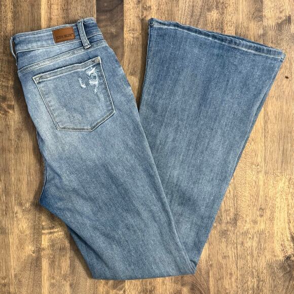 Judy Blue Los Angeles Flare Denim Jeans Distressed High Rise Size 9/29 - Picture 10 of 11